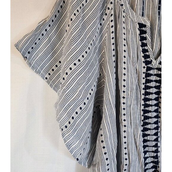 Caffe Marrahesh Women's Embroidered Blouse V-neck Short Sleeve Pullover Large - Picture 4 of 13